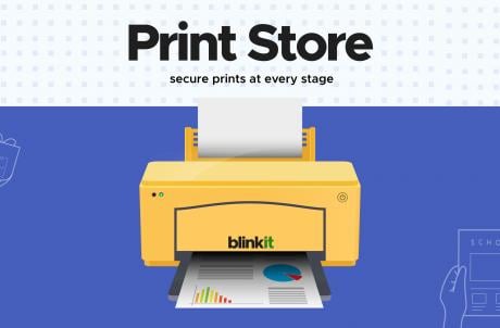 A yellow Blinkit printer